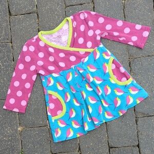 Bird Print Swing Dress, Tunic Top For Baby, 6-12mo